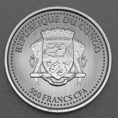 Silbermünze 1oz "Silberrücken Gorilla" 2021 (Kongo) - Miniaturansicht 2