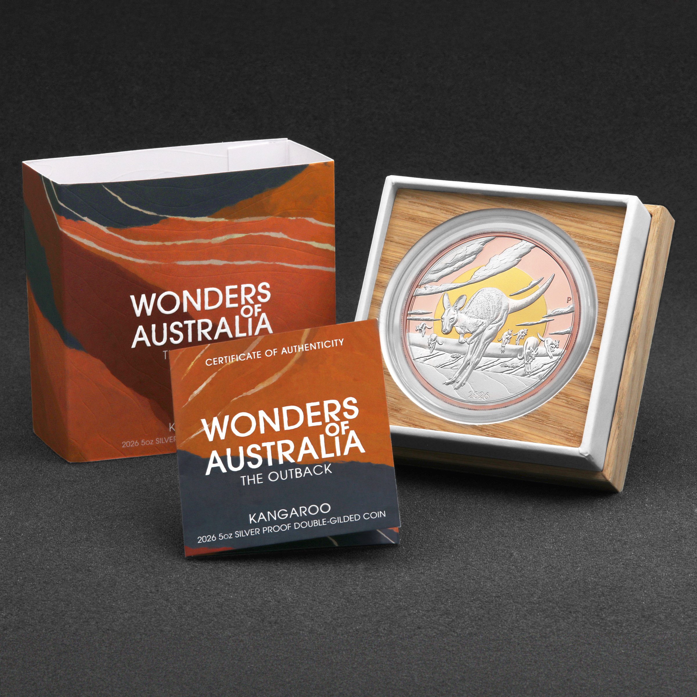 Silbermünze 5oz "Känguru" 2026 (PP/vergoldet) Wonders of Australia (Australien) - Detailansicht 4