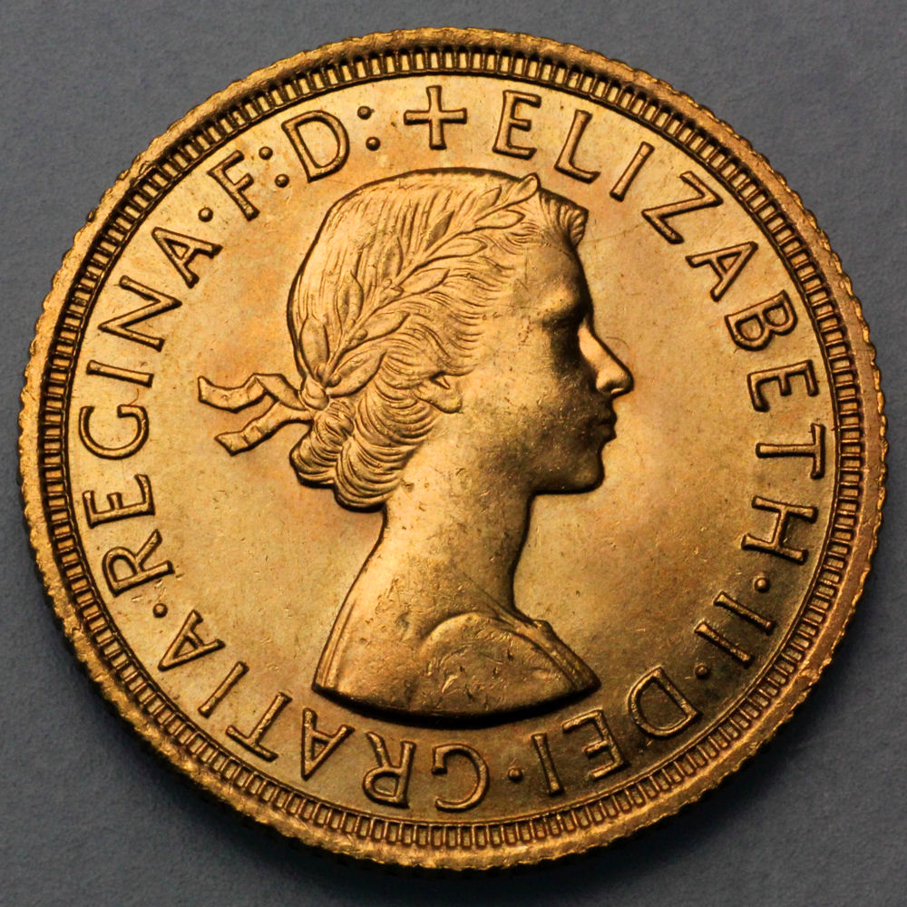 Goldmünze 1 Sovereign "Elizabeth II." 1957-1968 Haarband (Großbritannien) - Hauptansicht