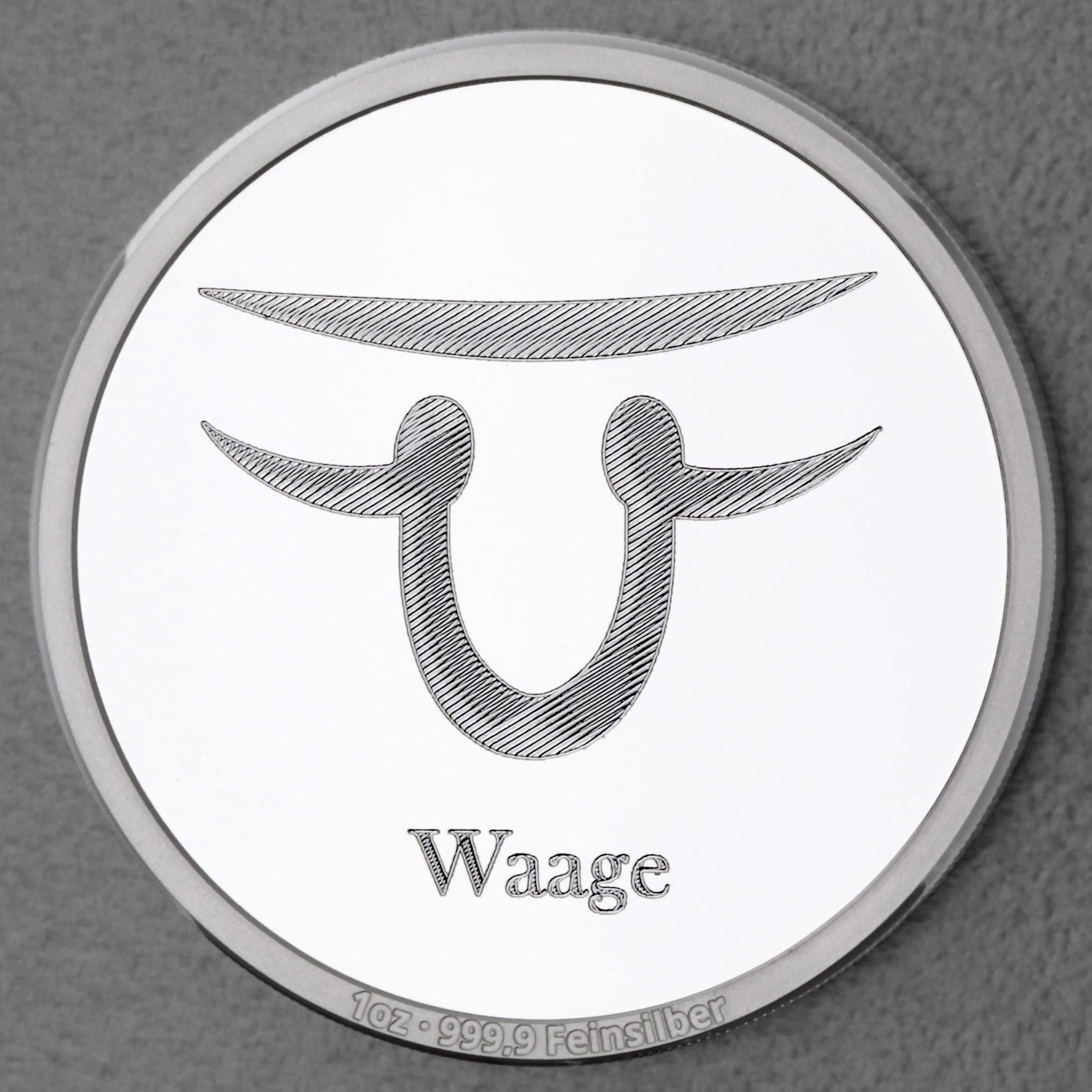 Silbermedaille 1oz "Sternzeichen Waage" Gravurmedaille - Hauptansicht
