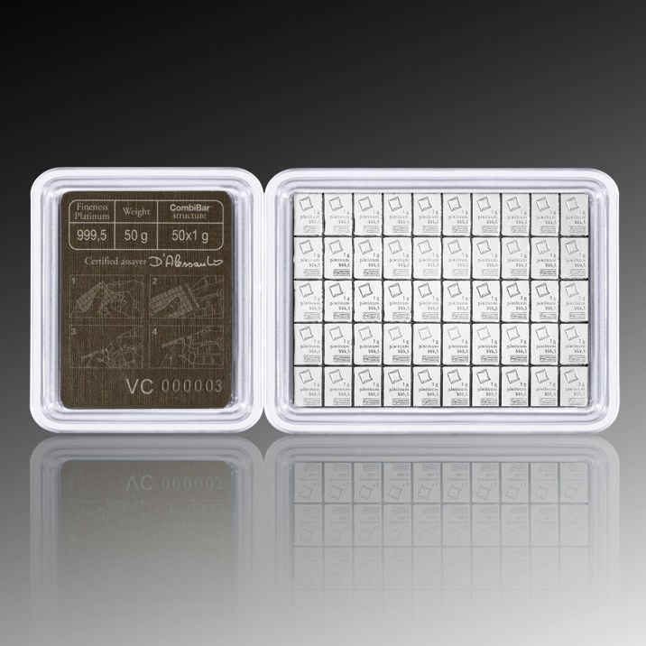 Platintafel VALCAMBI (50x 1g Pt) "CombiBar" - Hauptansicht