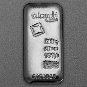 Silberbarren 500g VALCAMBI gegossen - Hauptansicht