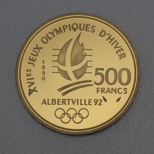Goldmünze 500 Francs "Freestyle Ski" 1990 (Frankreich) - Miniaturansicht 2