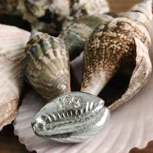 Silber 3-D Barren "Cowrie Muschel" 10g, gegossen - Miniaturansicht 3