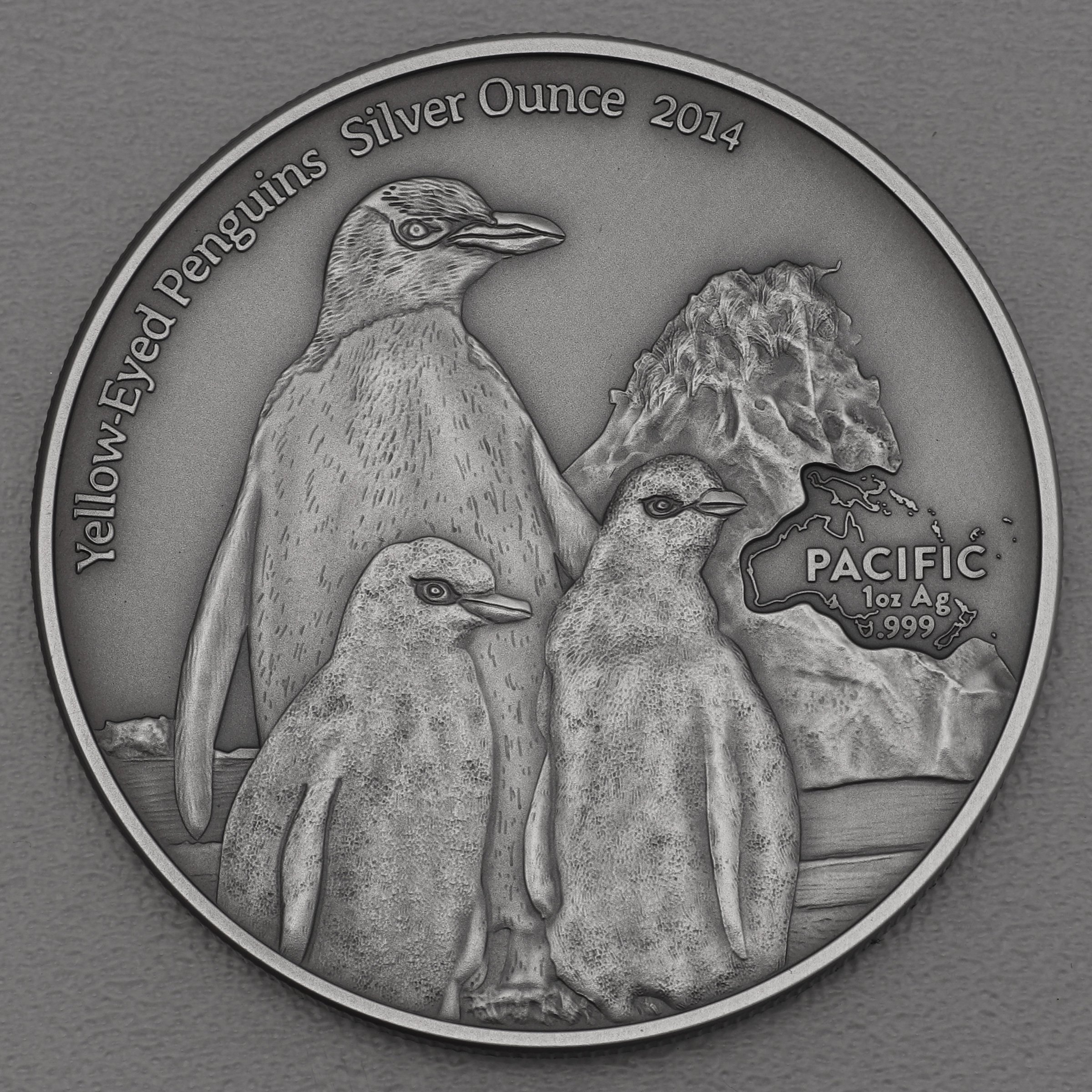 Silbermünze 1oz "Yellow-Eyed Penguins" 2014 (AF) Pacific (Tokelau) - Hauptansicht