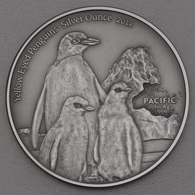 Silbermünze 1oz "Yellow-Eyed Penguins" 2014 (AF) Pacific (Tokelau) - Miniaturansicht 1