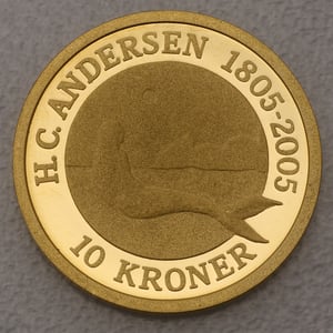 Goldmünze 10 Kronen "Kleine Meerjungfrau" 2005 Hans Christian Andersen (Dänemark) - Hauptansicht