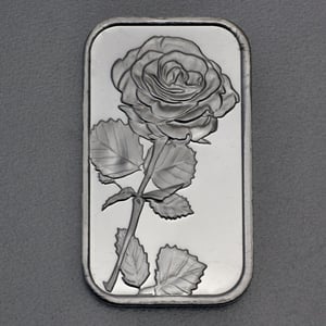 Silber 3-D Barren "Gravur-Rose" 1oz, gegossen - Miniaturansicht 2