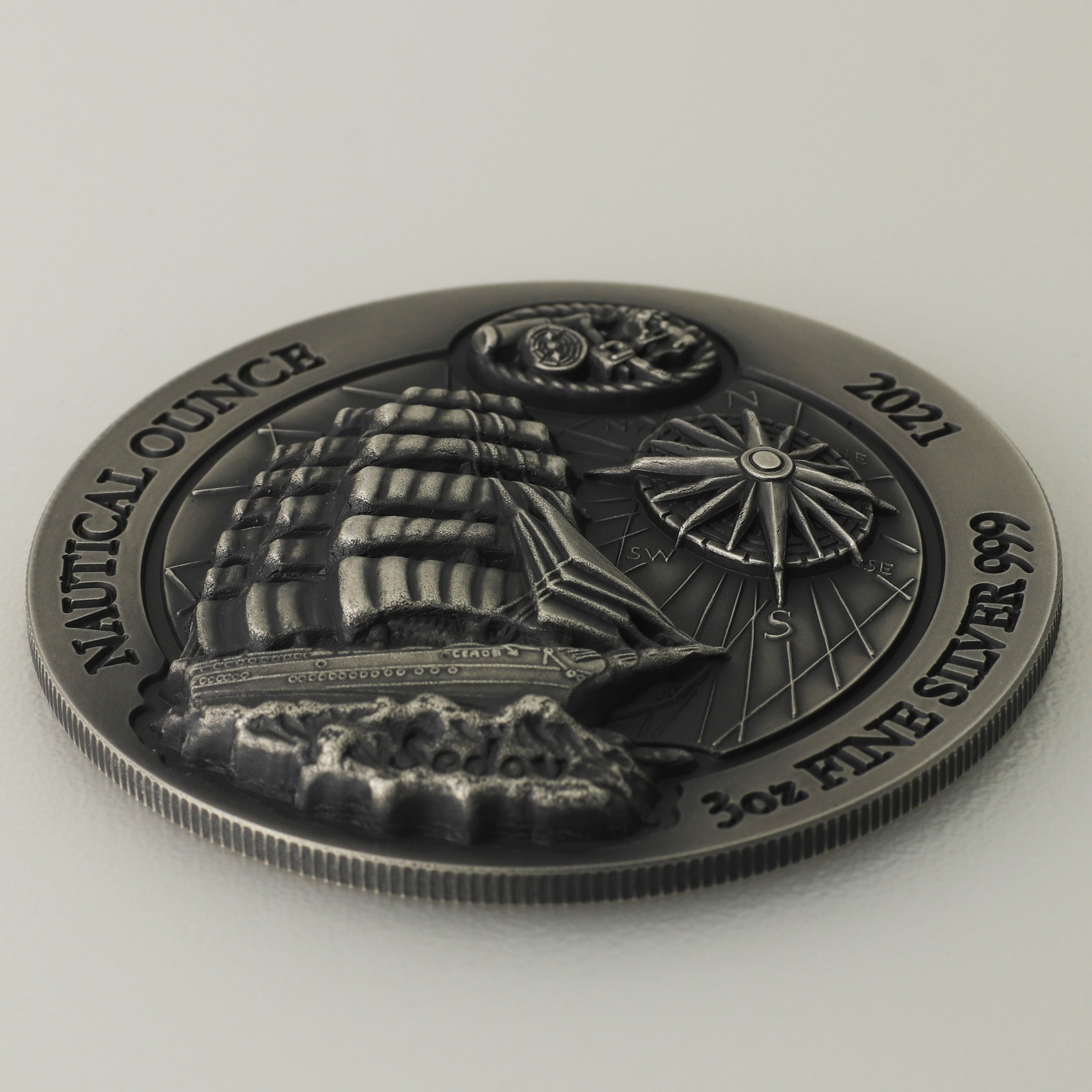Silbermünze 3oz "Sedov" 2021 (HR/AF) Nautical Ounce diff. (Ruanda) - Detailansicht 2