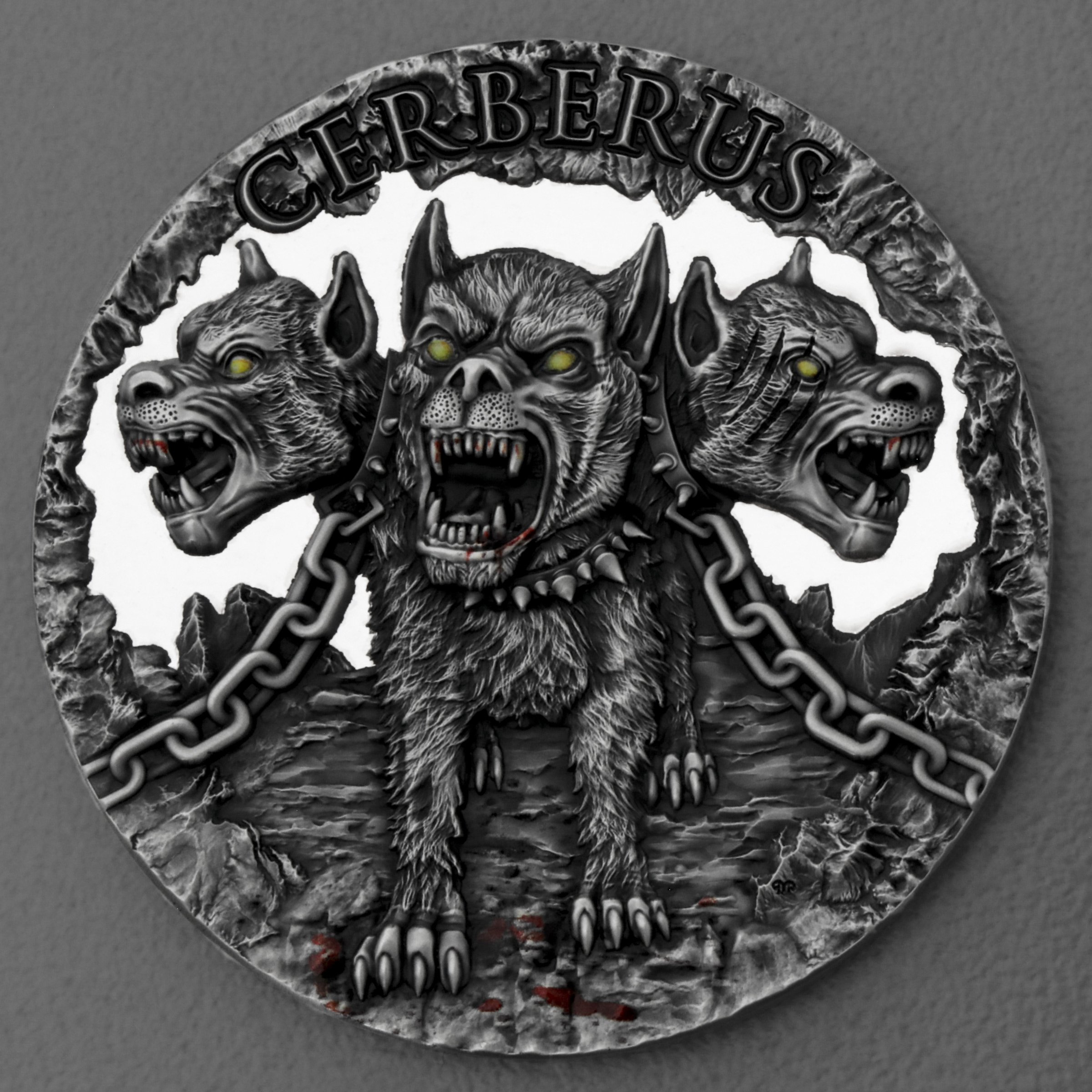 Silbermünze 2oz "Cerberus" 2021 (UHR/AF/koloriert) Mythical Creatures 19% (Kamerun) - Hauptansicht