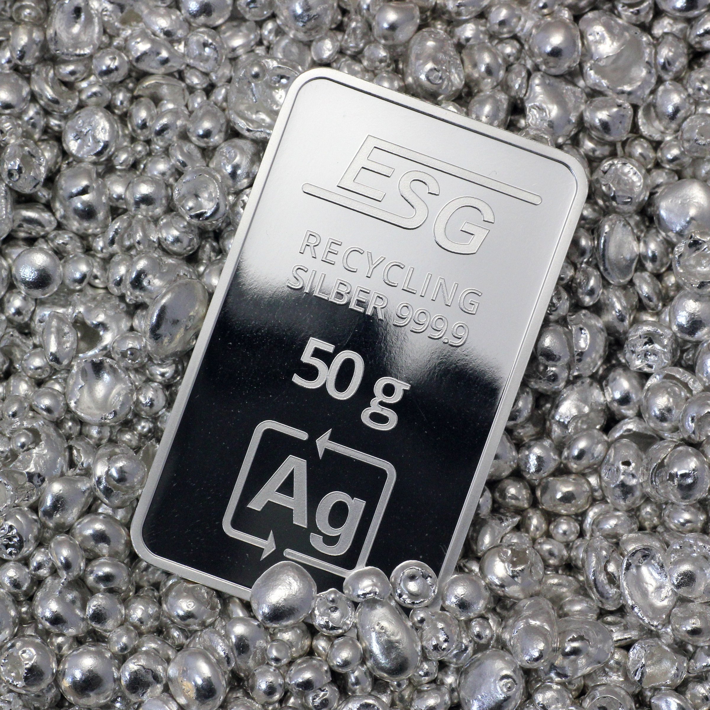 Silberbarren 50g ESG geprägt gravierbar Recyclingsilber - Detailansicht 3