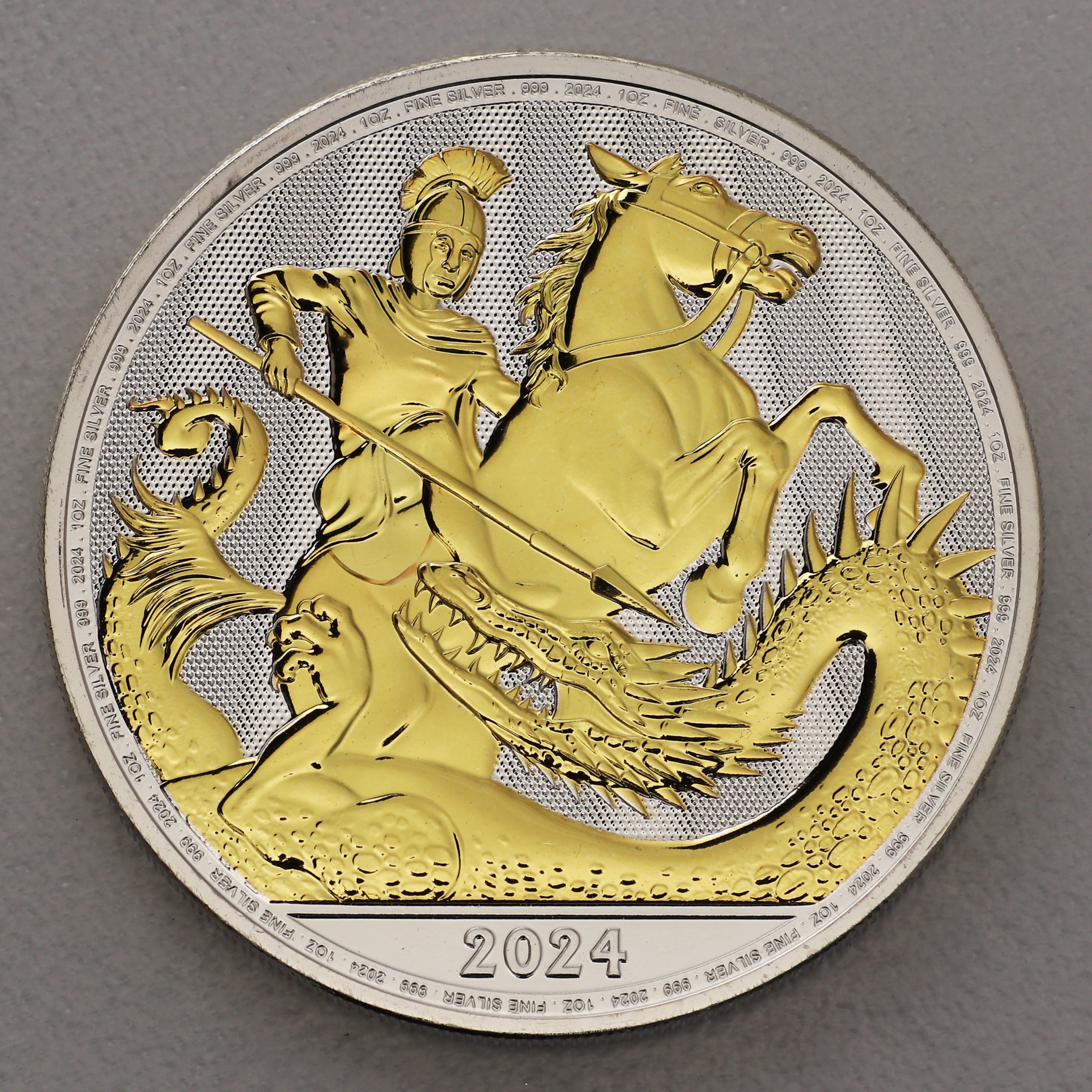 Silbermünze 1oz "St. Georg and the Dragon" 2024 vergoldet (Großbritannien) - Hauptansicht