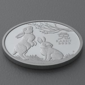 Silbermünze 1/2oz "Hase" 2023 (PP) Lunar III – Year of the Rabbit (Australien) - Miniaturansicht 3