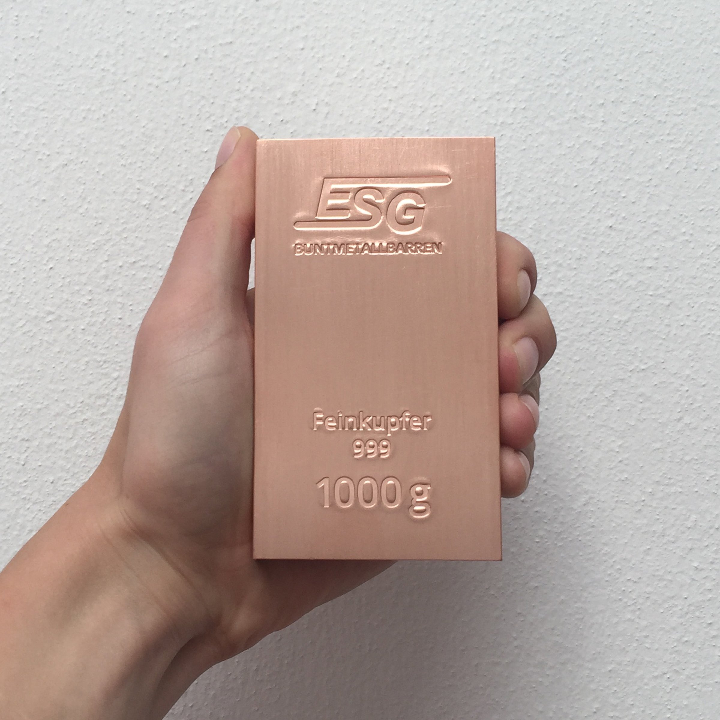 Kupferbarren 1kg ESG Buntmetallbarren (999,5 Cu) - Detailansicht 1
