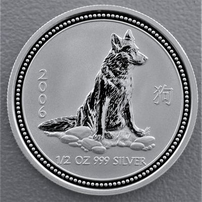 Silbermünze 1/2oz "Hund" 2006 Lunar I – Year of the Dog (Australien) - Miniaturansicht 1
