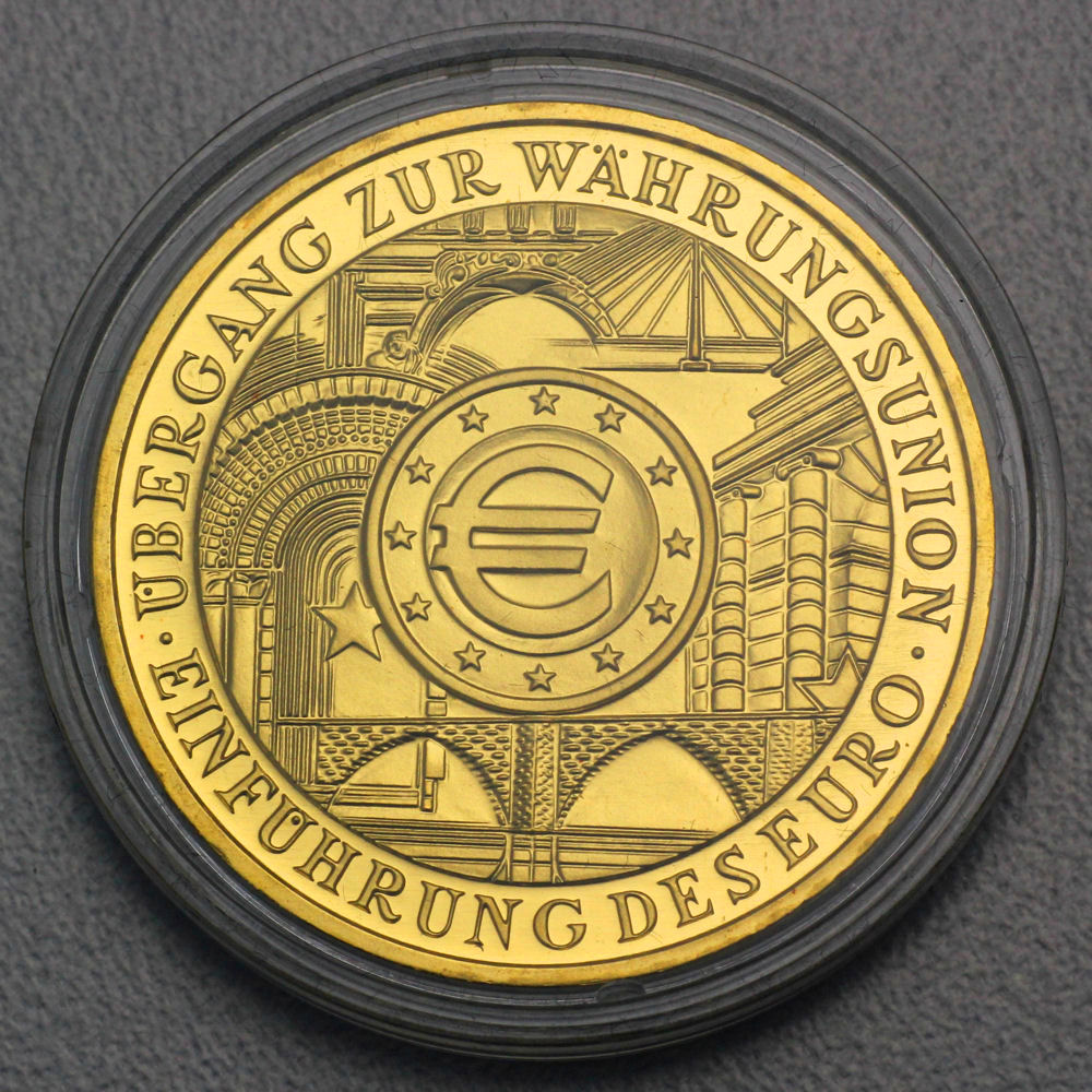 Goldmünze 200 Euro "Einführung des Euro" 2002 Acrylkapsel (Deutschland) - Detailansicht 2