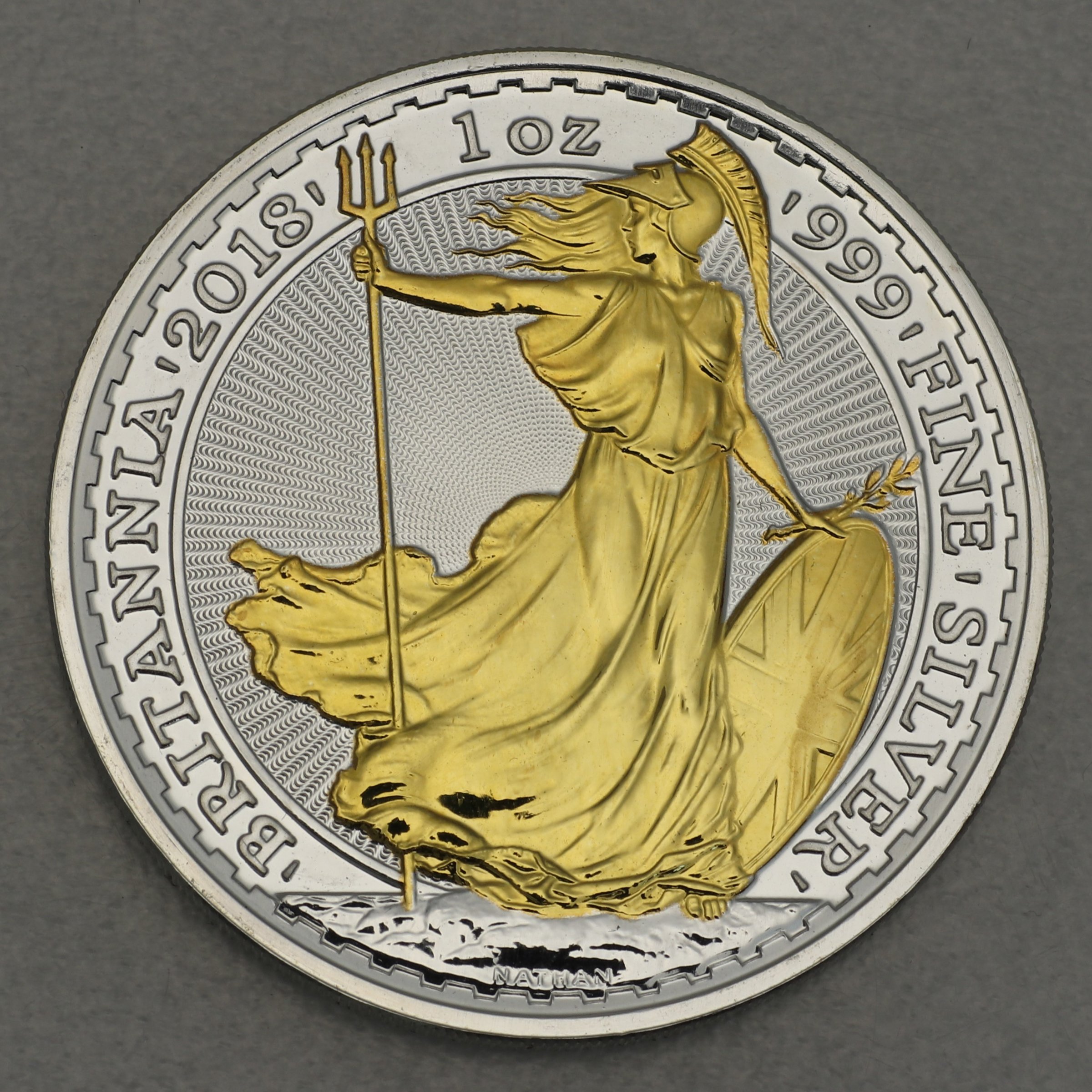 Silbermünze 1oz "Britannia" 2018 (vergoldet) (Großbritannien) - Hauptansicht