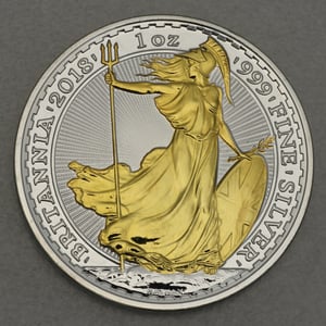 Silbermünze 1oz "Britannia" 2018 (vergoldet) (Großbritannien) - Hauptansicht