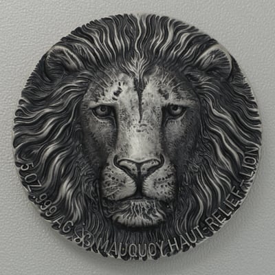 Silbermünze 5oz "Löwe" 2016 (AF/HR) Mauquoy Haut Relief (Elfenbeinküste) - Hauptansicht