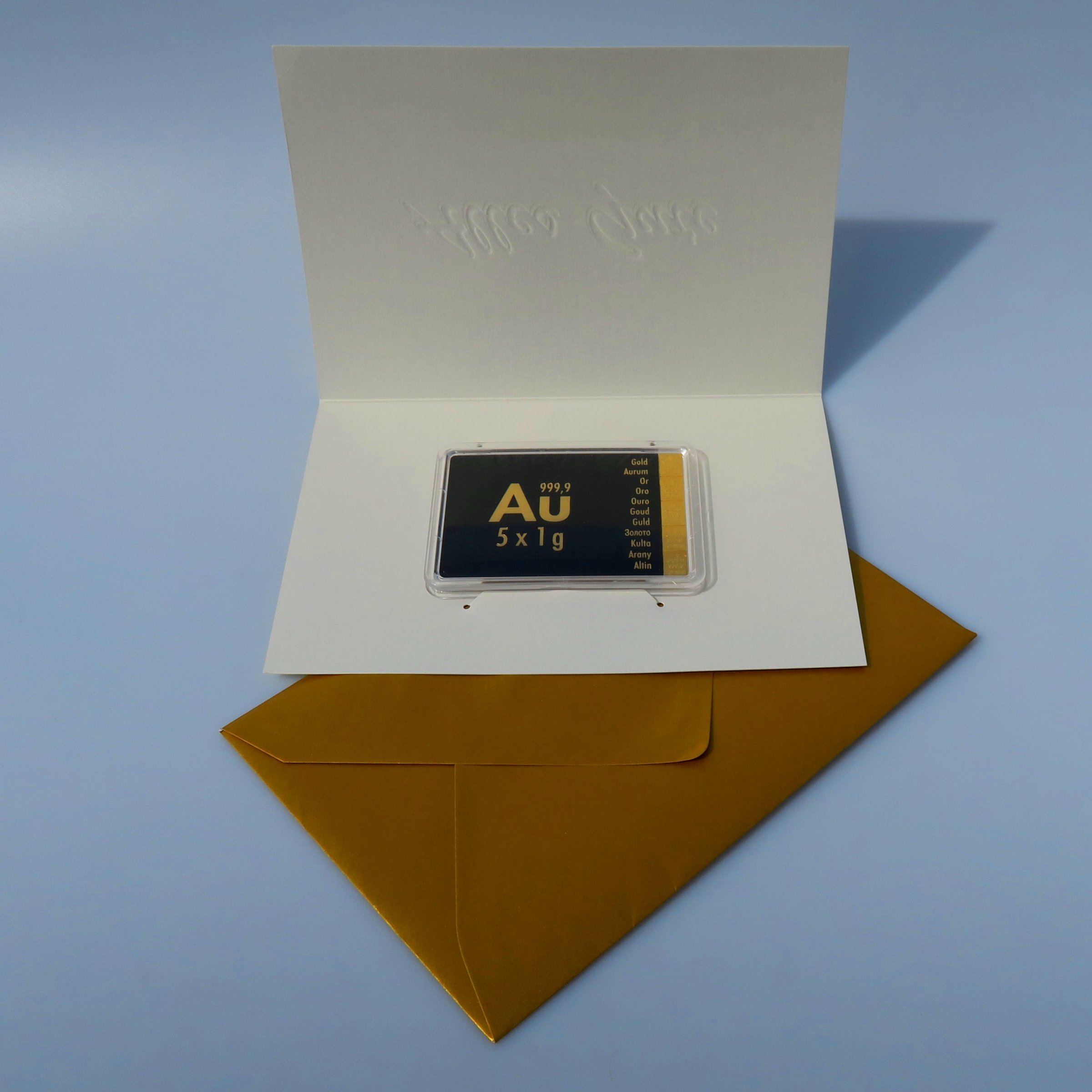 Geschenk-Karte "Alles Gute" mit goldenem Umschlag - Detailansicht 4