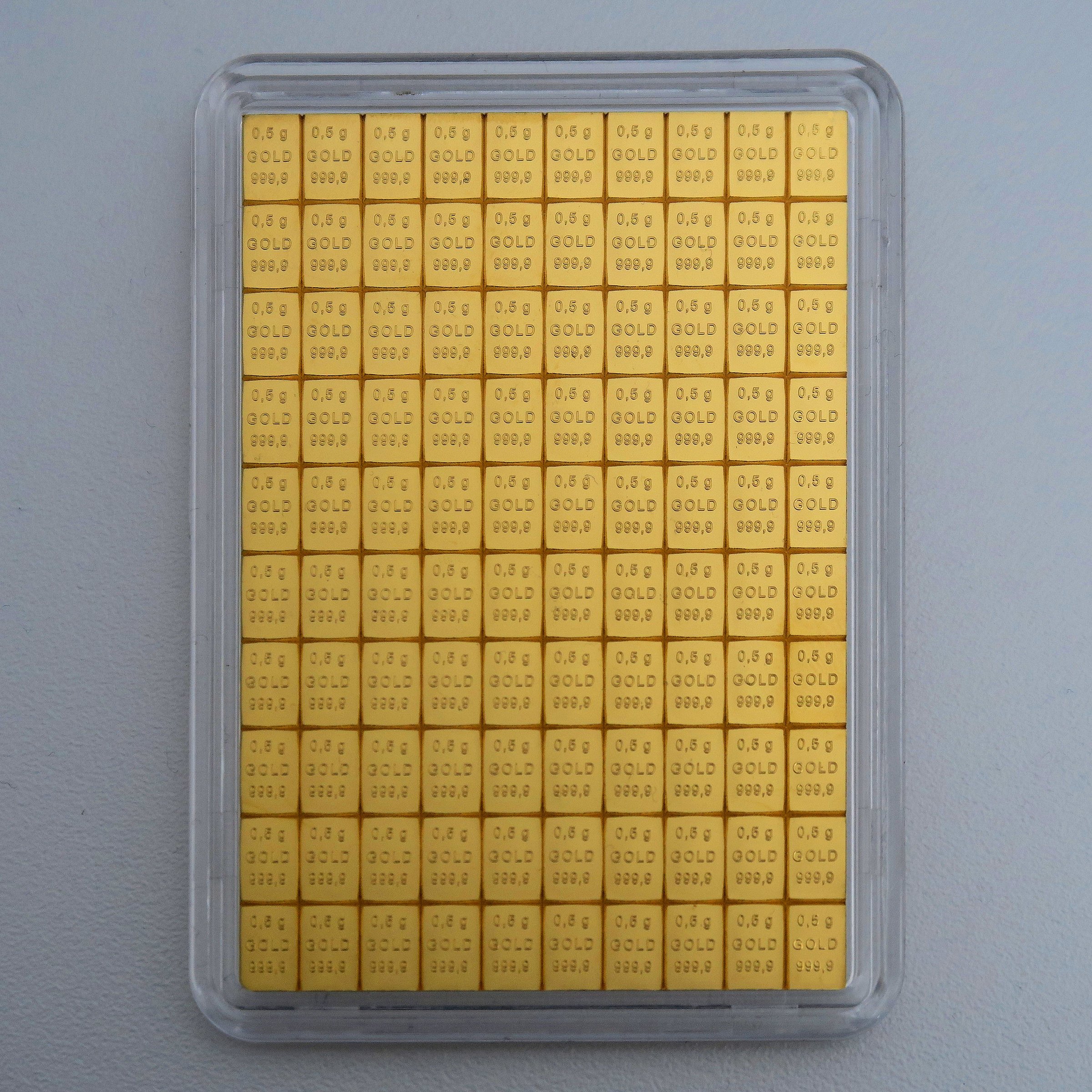 Goldtafel (100x 0,5g Feingold) "CombiBar" - Hauptansicht