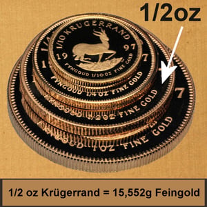 Goldmünze 1/2oz "Krügerrand" verschiedene Jahrgänge (Südafrika) - Miniaturansicht 6