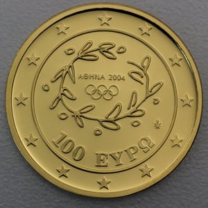 Goldmünze 100 Euro "Fackellauf – Start" 2004 Olympische Sommerspiele Athen 2004 (Griechenland) - Miniaturansicht 2