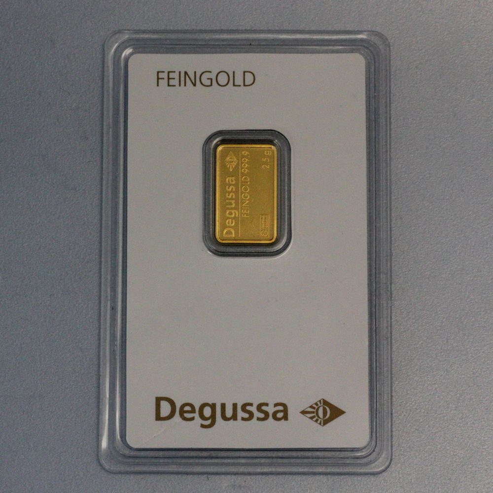 Goldbarren 2,5g DEGUSSA, im Blister - Hauptansicht