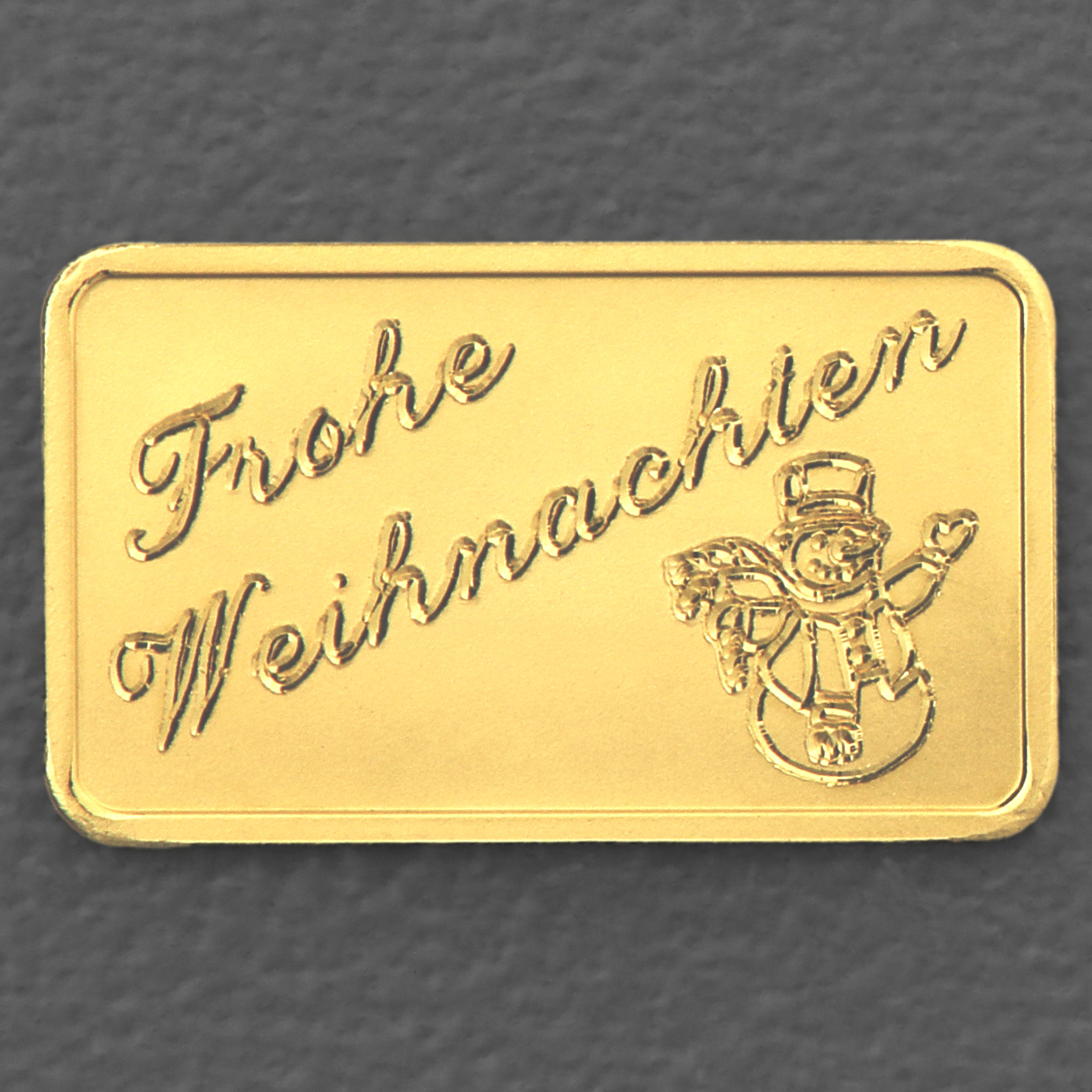 Goldbarren 2,5g Gravur "Weihnachten - Schneemann" - Hauptansicht
