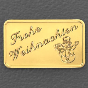 Goldbarren 2,5g Gravur "Weihnachten - Schneemann" - Hauptansicht