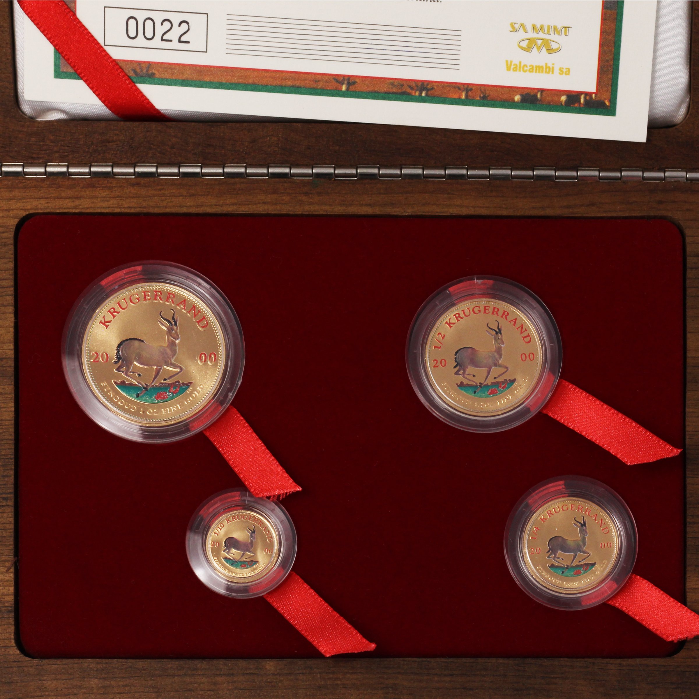 Goldmünzen 4 x "Krügerrand" 2000 (koloriert) (PP) Premium Set – 4-teilig (Südafrika) - Detailansicht 2