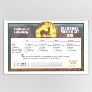 Goldmünzen 4 x "Krügerrand" 2000 (koloriert) (PP) Premium Set – 4-teilig (Südafrika) - Miniaturansicht 6