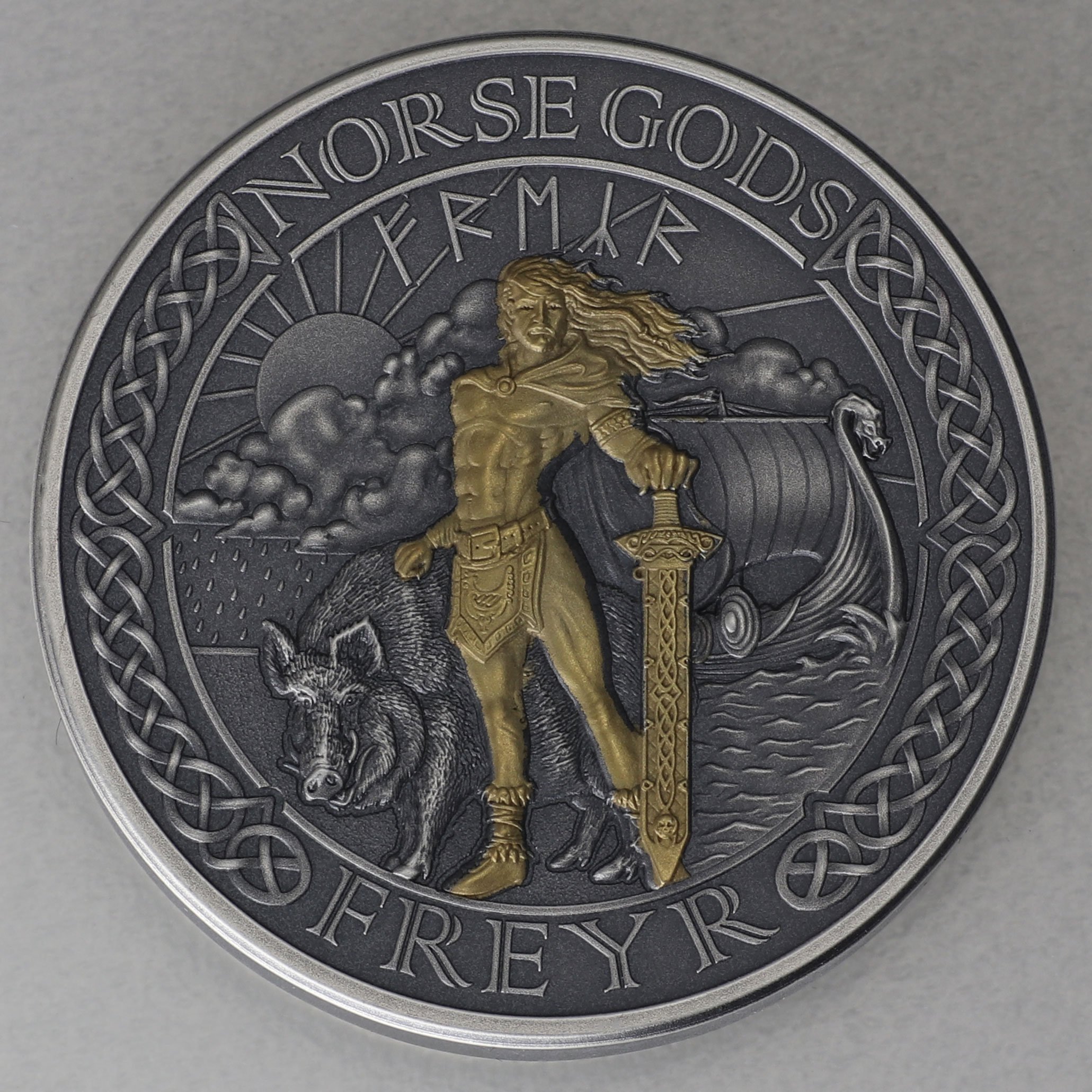 Silbermünze 2oz "Freyr" 2023 (HR/AF/vergoldet) Norse Gods (Cook Islands) - Hauptansicht