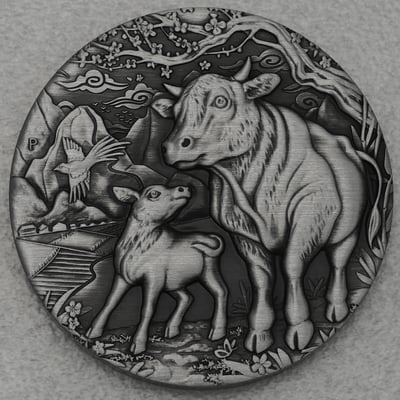 Silbermünze 2oz "Ochse" 2021 (AF) Lunar III – Year of the Ox (Australien) - Miniaturansicht 1