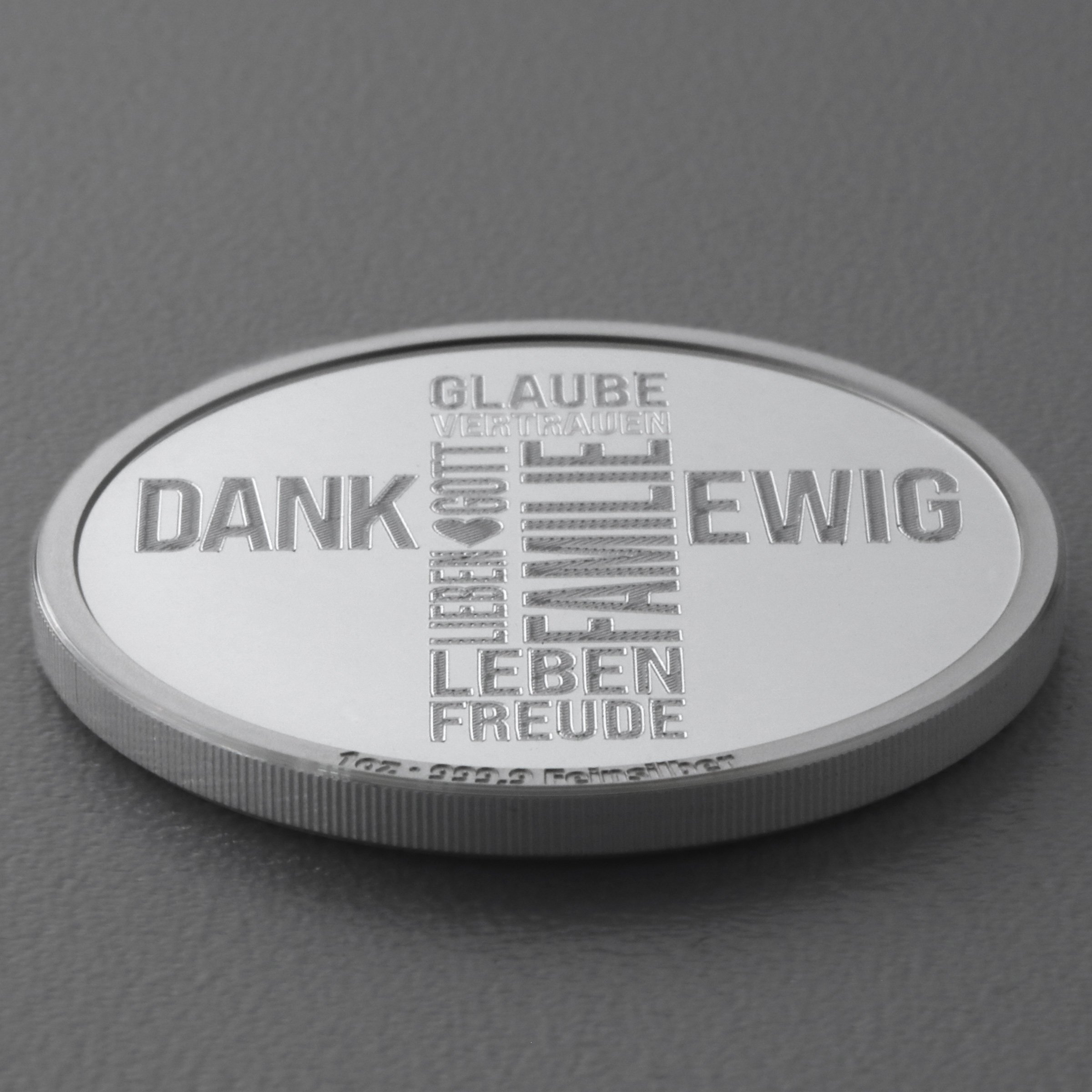 Silbermedaille 1oz "Wortkreuz" Gravurmedaille - Detailansicht 2