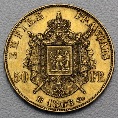 Goldmünze 50 Francs "Napoleon III." mit Kranz (Frankreich) - Miniaturansicht 2