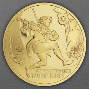 Goldmünze 100 Euro "Leben eines Taugenichts" 2025 Meisterwerke der deutschen Literatur (Deutschland) - Hauptansicht