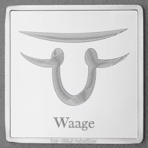 Silberbarren 1oz "Sternzeichen Waage" Gravurbarren quadratisch - Hauptansicht