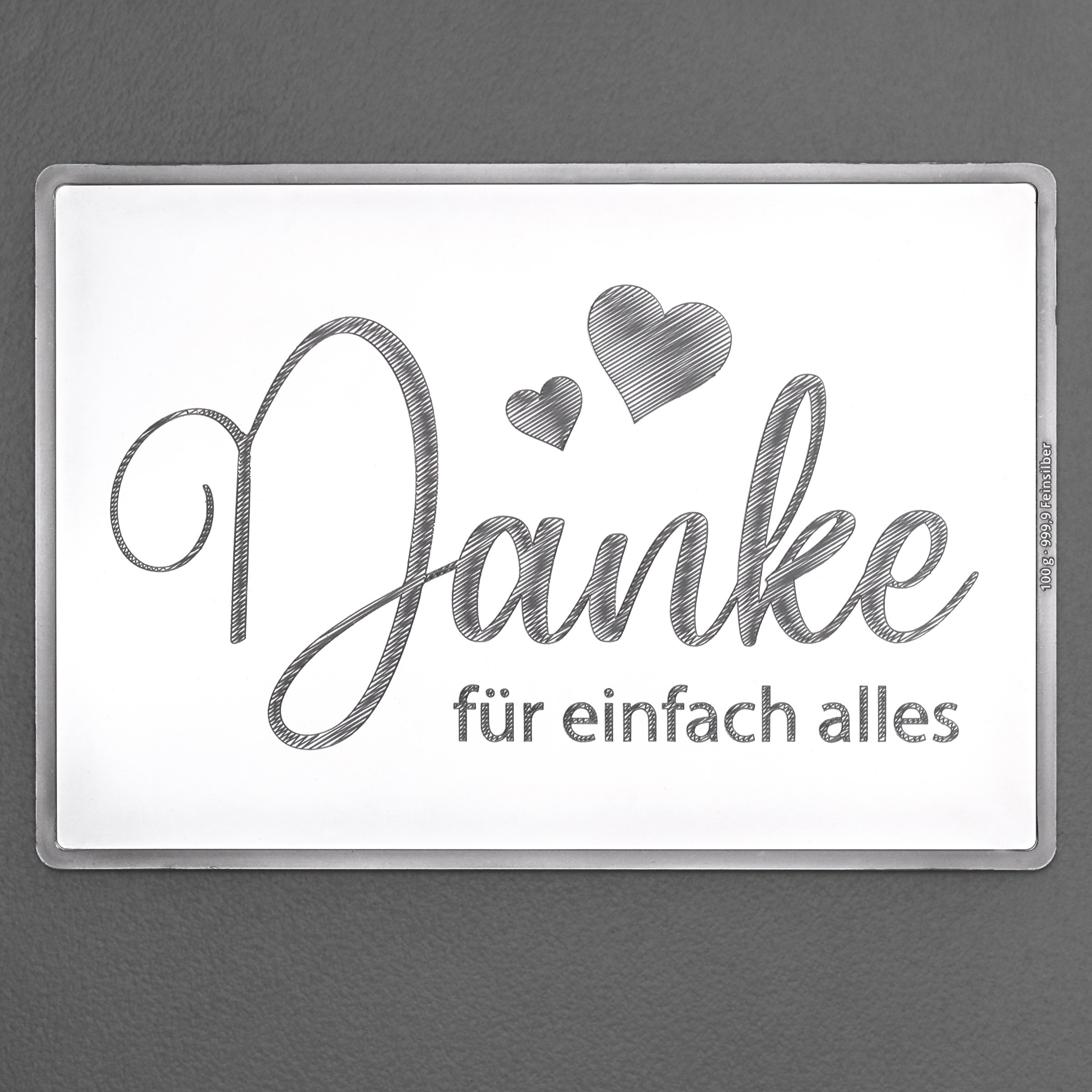 Silberbarren 100g "Danke - für einfach alles" Gravur-Silbertafel - Hauptansicht