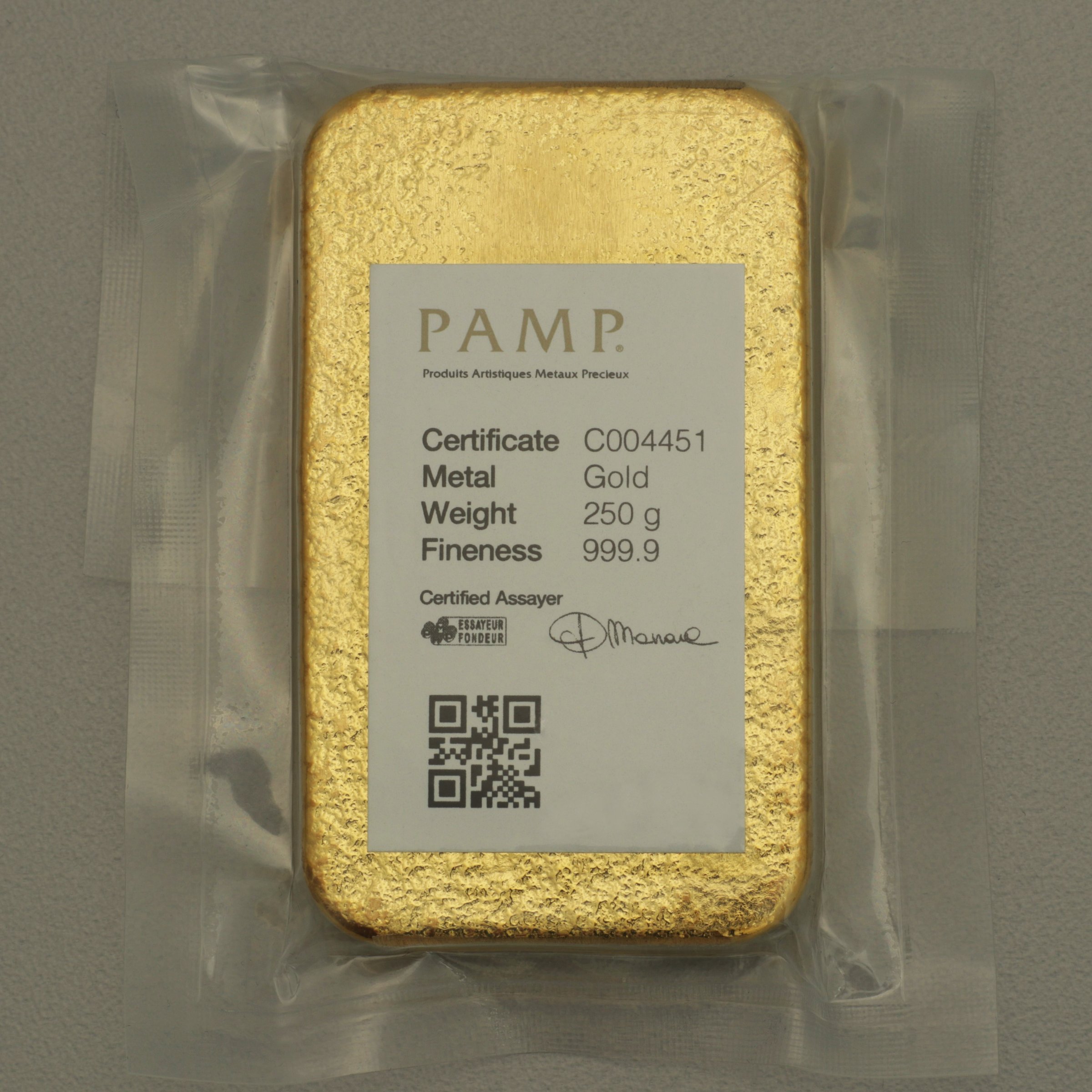 Goldbarren 250g PAMP "gegossen" - Detailansicht 1