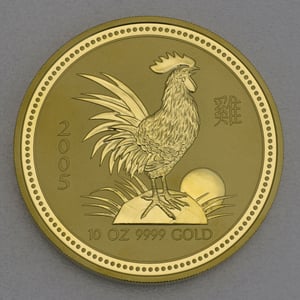 Goldmünze 10oz "Hahn" 2005 Lunar I – Year of the Rooster (Australien) - Miniaturansicht 1