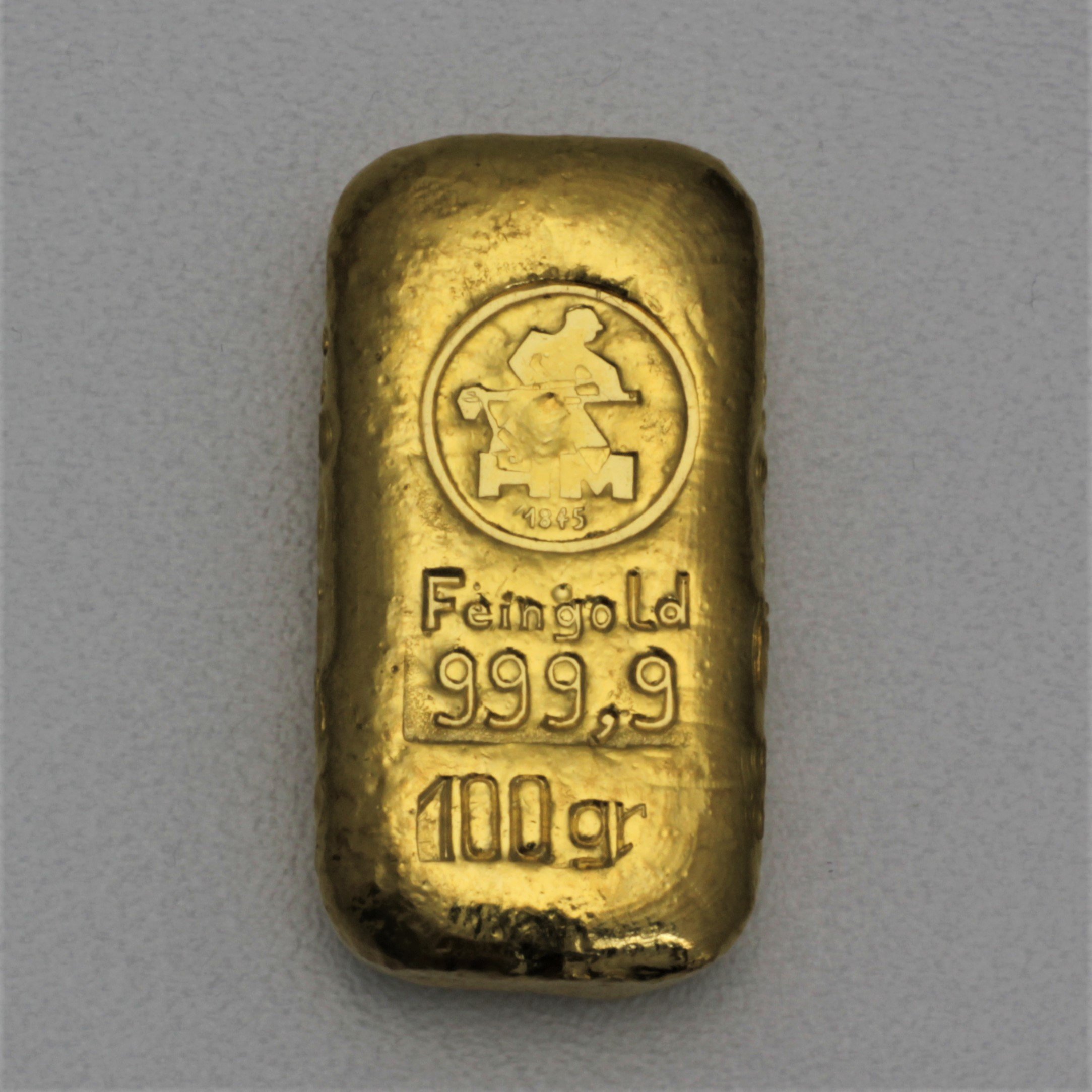 Goldbarren 100g H+M Original alter Gussbarren - Hauptansicht