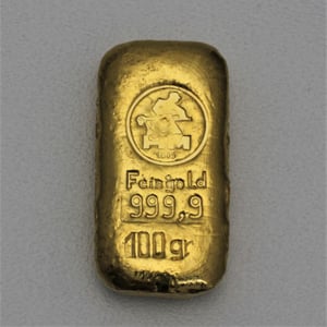 Goldbarren 100g H+M Original alter Gussbarren - Hauptansicht