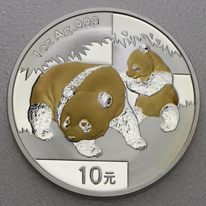 Silbermünze 1oz "Panda" 2008 (vergoldet) (China) - Hauptansicht