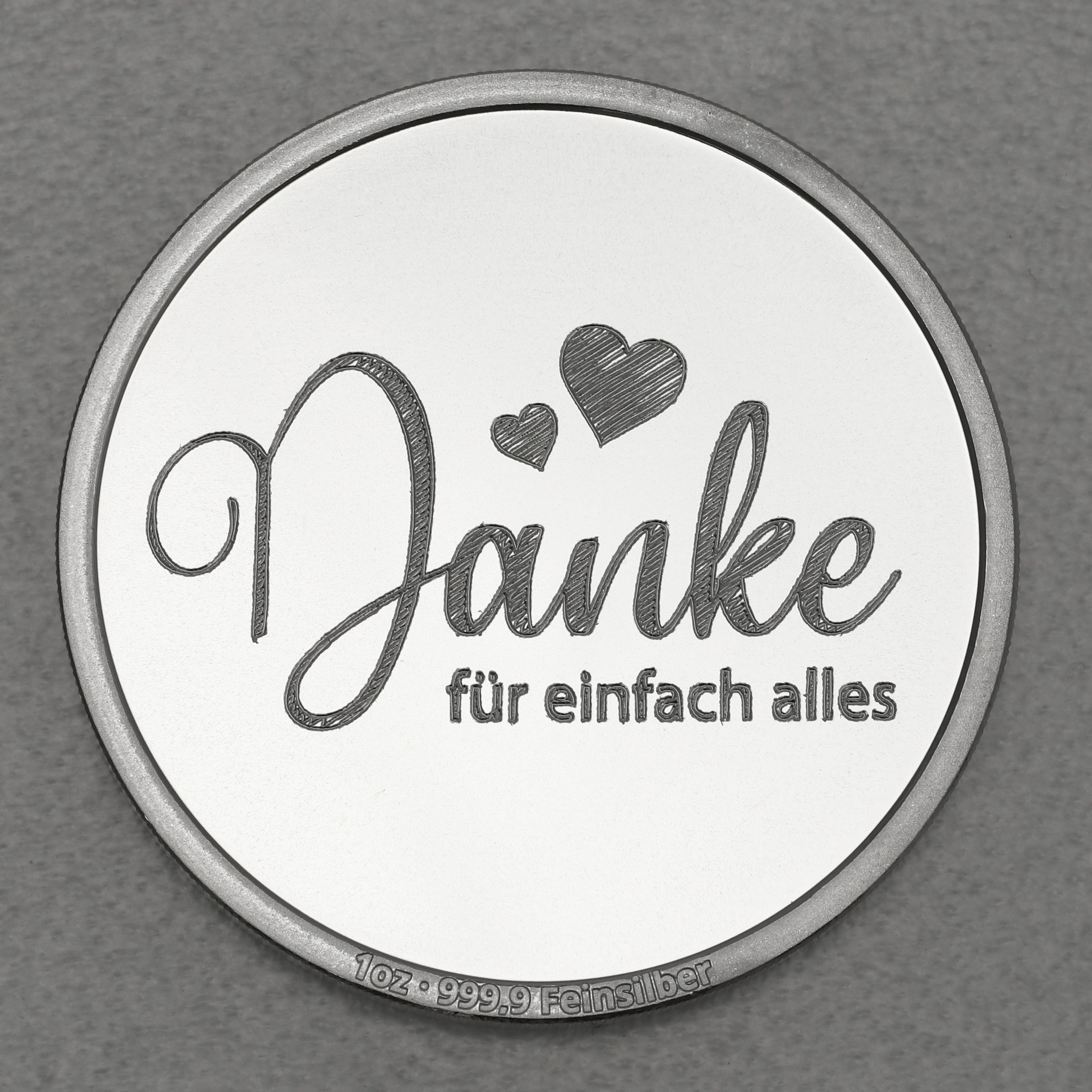 Silbermedaille 1oz "Danke - für einfach alles" Gravurmedaille - Hauptansicht