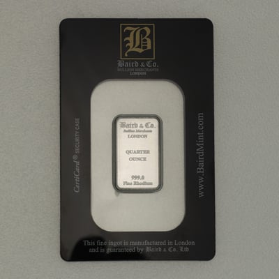Rhodiumbarren 1/4oz (999 Rh) Baird&Co., geprägt - Miniaturansicht 1