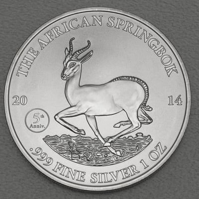 Silbermünze 1oz "Springbock" 2014 (Gabun) - Miniaturansicht 1