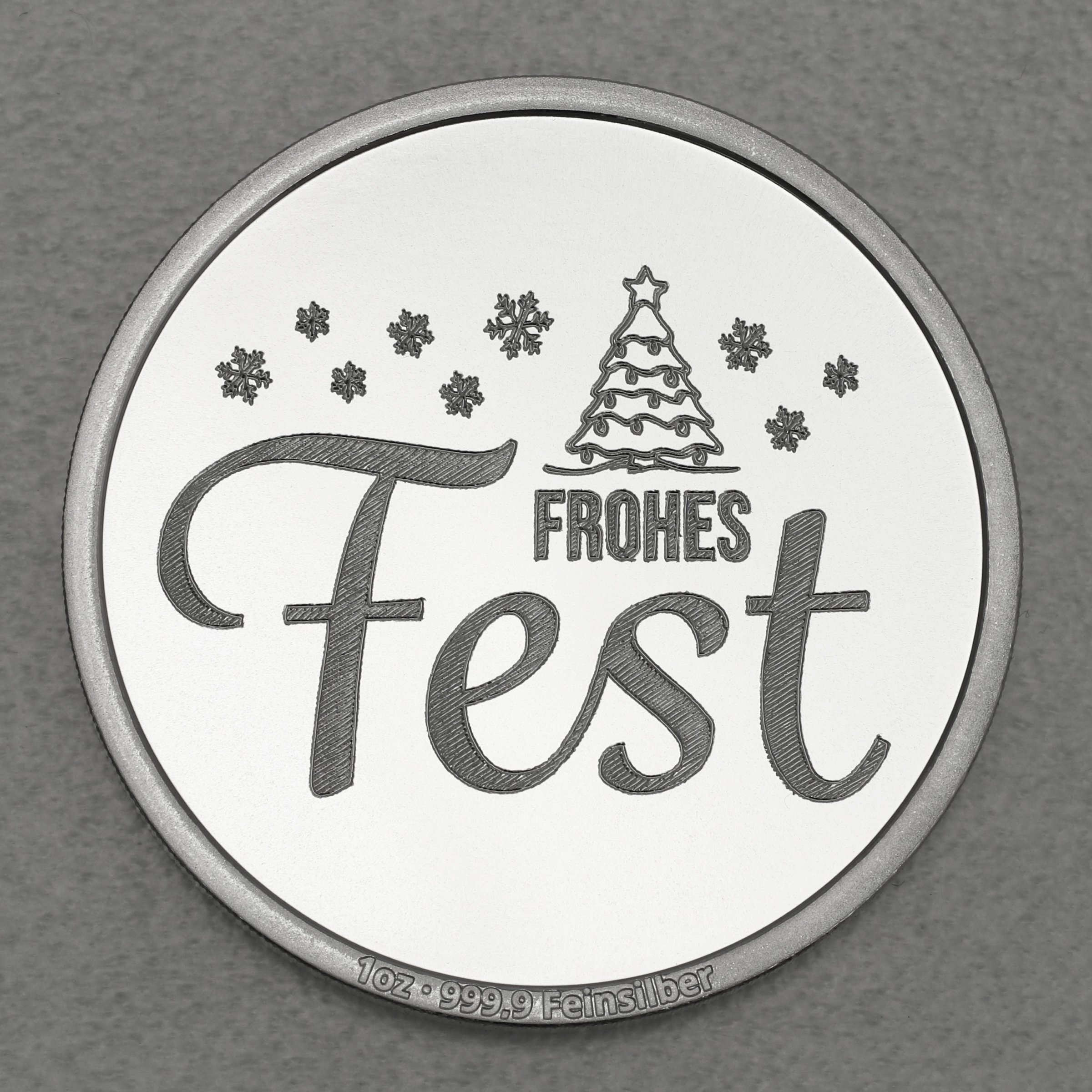 Silbermedaille 1oz "Frohes Fest" Gravurmedaille - Hauptansicht