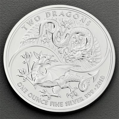 Silbermünze 1oz "Two Dragons" 2018 (Großbritannien) - Miniaturansicht 1