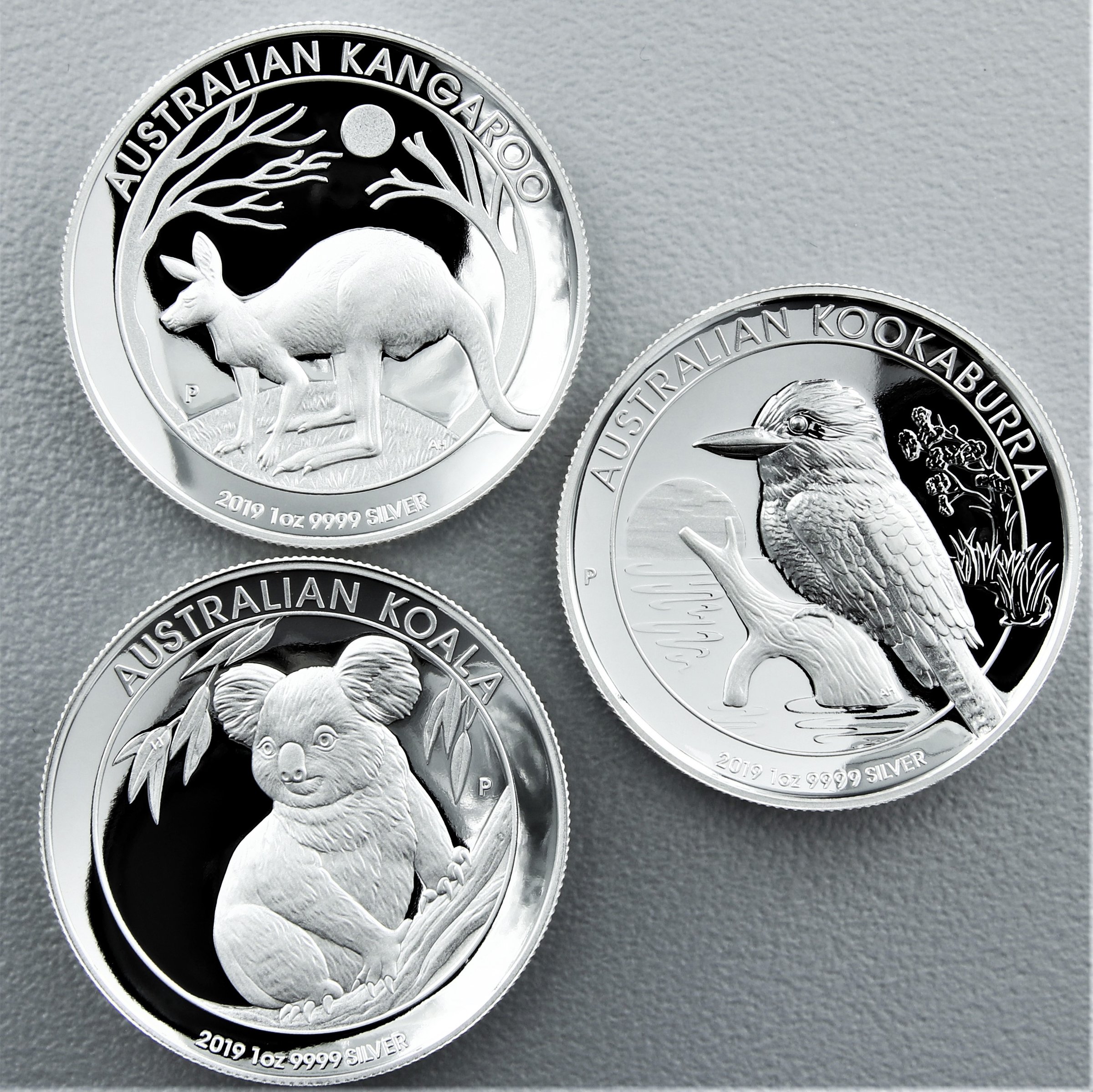 Silbermünze 3 x 1oz "High Relief Collection" 2019 (PP/HR) Känguru, Koala, Kookabura (Australien) - Hauptansicht